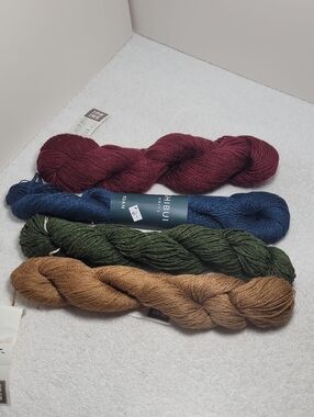 Shibui Knits Yarn Bundle - Wine, Navy, Forest, Camel - 4 Hanks - NWT
